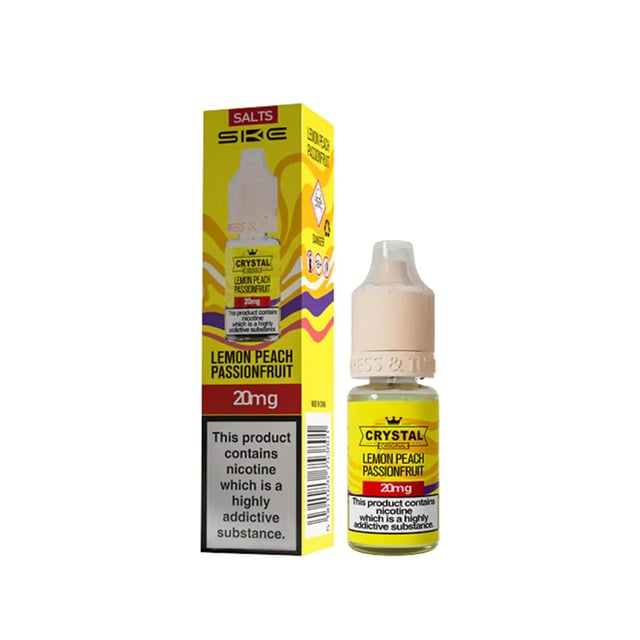 SKE Crystal Lemon Peach Passionfruit nic salt e-liquid, 10ml bottle, 10mg and 20mg strengths
