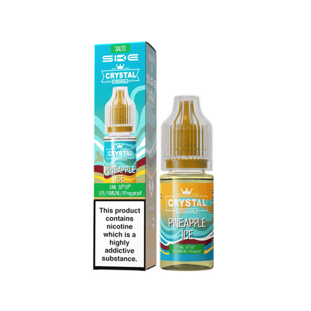 SKE Crystal Pineapple Ice 10ml nic salt e-liquid bottle, 50/50 VG/PG, available in 10mg and 20mg