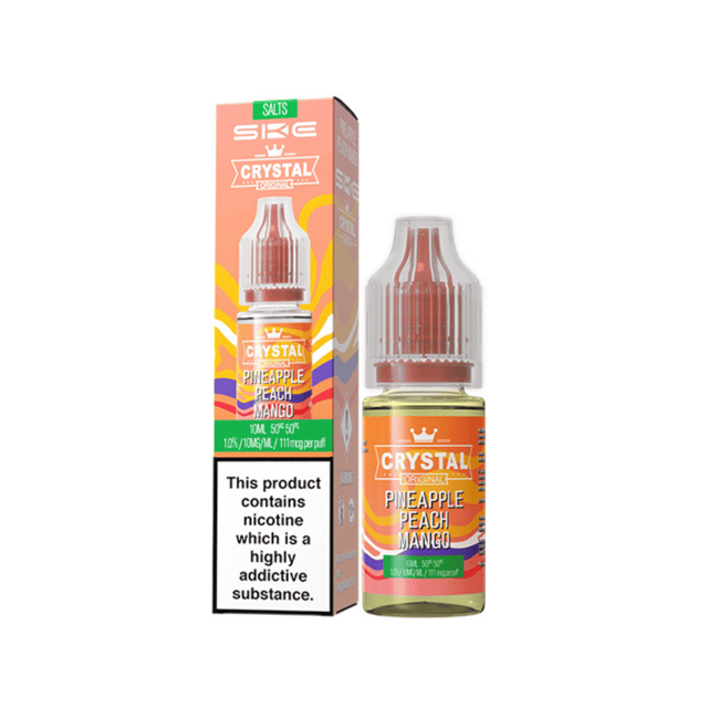SKE Crystal Pineapple Peach Mango nic salt e-liquid, 10ml bottle, 10mg and 20mg strengths
