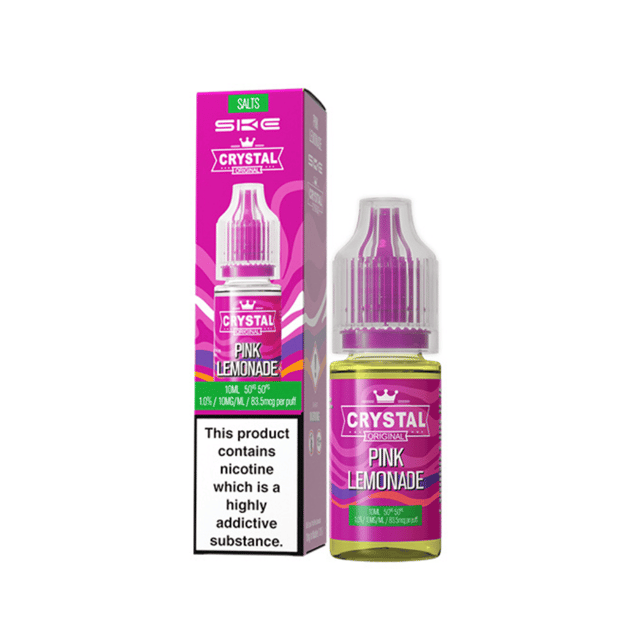 SKE Crystal Pink Lemonade nic salt e-liquid, 10ml bottle, 10mg and 20mg strengths, 50/50 VG/PG
