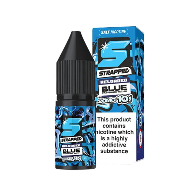 Strapped Reloaded Blue Raspberry Slush nic salt e-liquid, 10ml bottle, 10mg and 20mg strengths