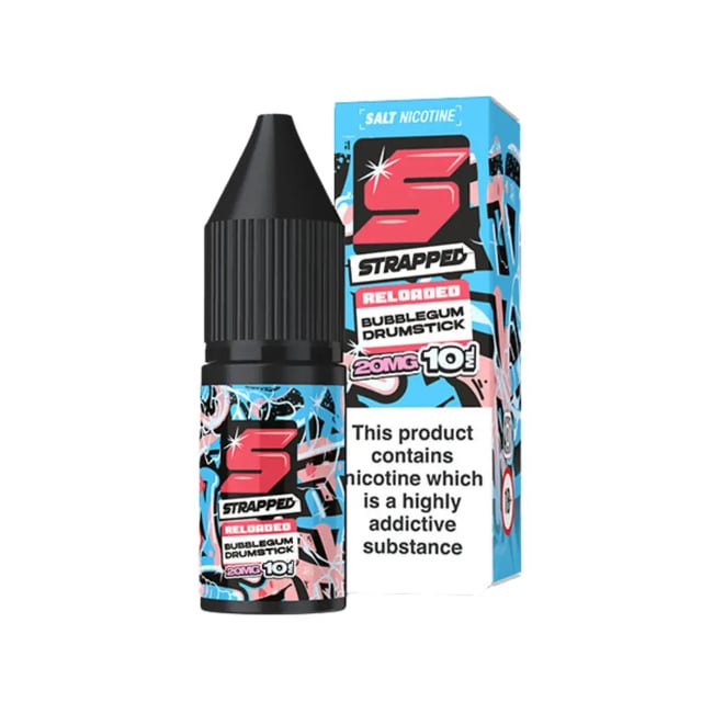 Strapped Reloaded Bubblegum Drumstick nic salt e-liquid, 10ml bottle, 50/50 VG/PG, 10mg and 20mg strengths