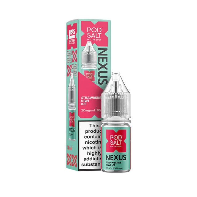 Pod Salt Nexus Strawberry Kiwi Ice nic salt e-liquid, 10ml bottle, 5mg 10mg 20mg strengths