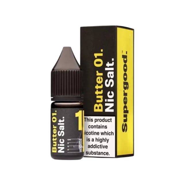 Supergood Butter 01 nic salt e-liquid, 10ml bottle, 50/50 VG/PG, 10mg and 20mg strengths