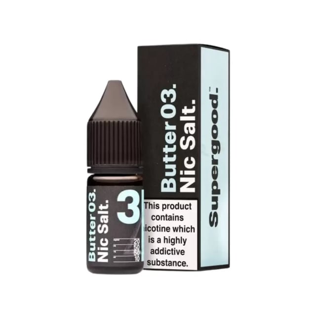 Supergood Butter 03 lemon sponge buttercream blueberry nic salt e-liquid, 10ml bottle, 10mg and 20mg
