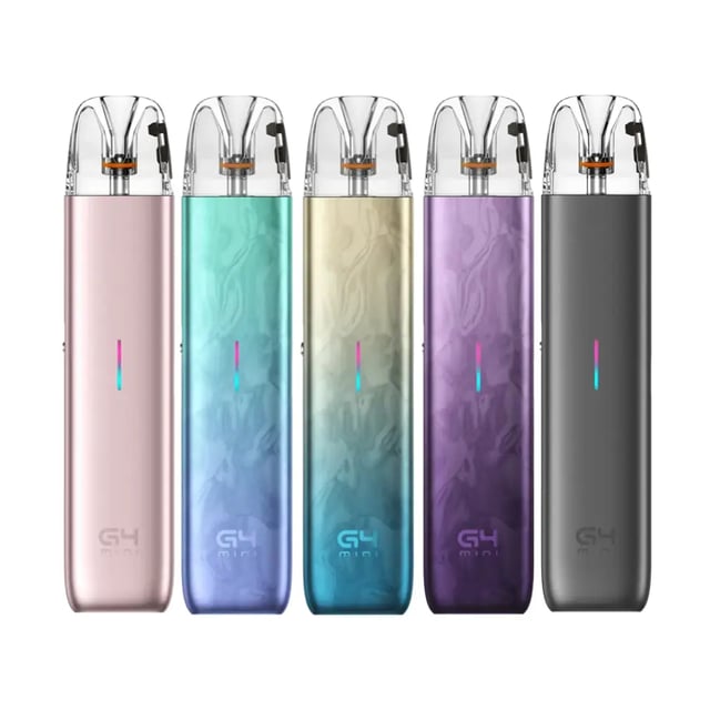 Uwell Caliburn G4 Mini refillable pod vape kit shown with adjustable airflow slider and USB-C charging port