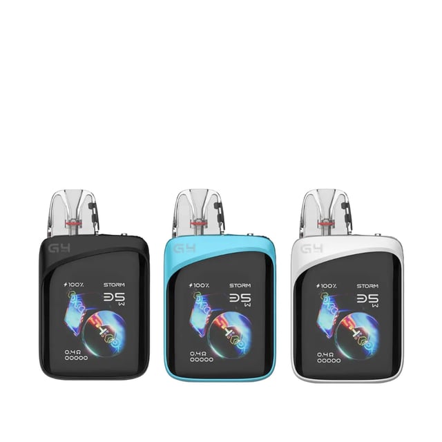 Uwell Caliburn G4 Pro KOKO refillable pod vape kit shown with touchscreen and included GPP pods