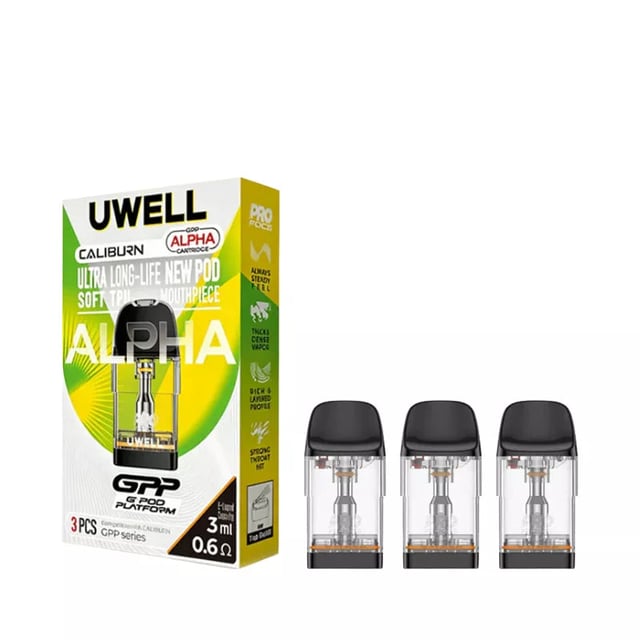 Uwell Caliburn GPP ALPHA replacement pods, fits Caliburn G3, G4 and G5 series kits