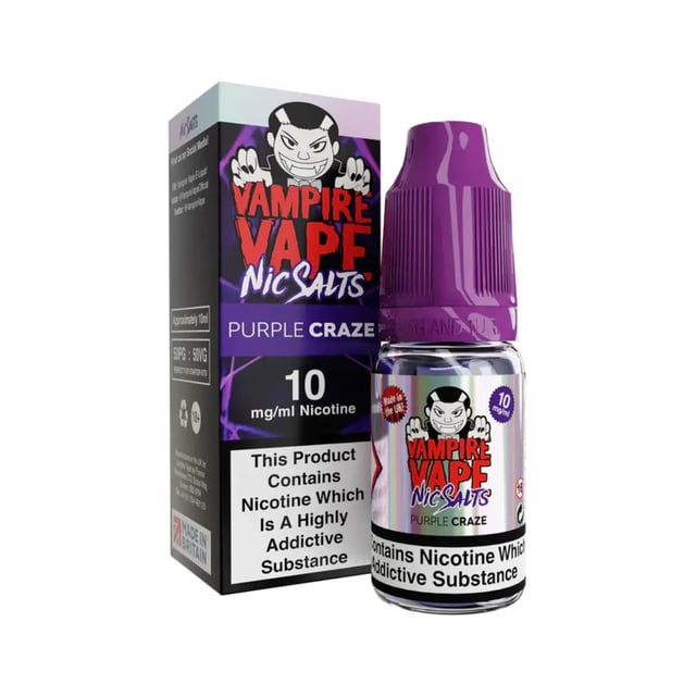 Vampire Vape Purple Craze nic salt e-liquid, 10ml bottle, available in 10mg and 20mg strengths