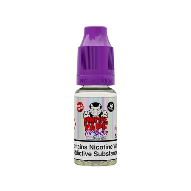 Vampire Vape Black Jack nic salt e-liquid 10ml bottle, 10mg and 20mg nicotine strengths