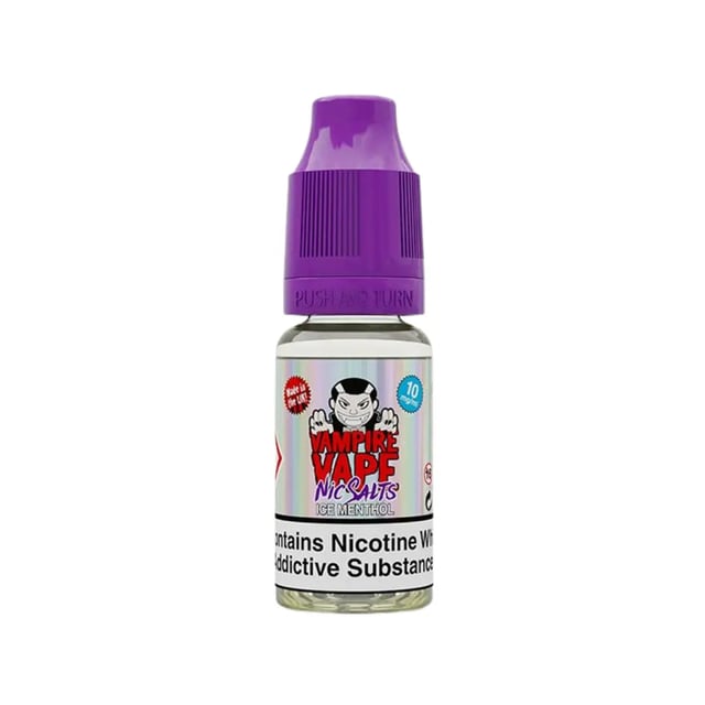 Vampire Vape Ice Menthol nic salt e-liquid 10ml bottle, available in 10mg and 20mg strengths