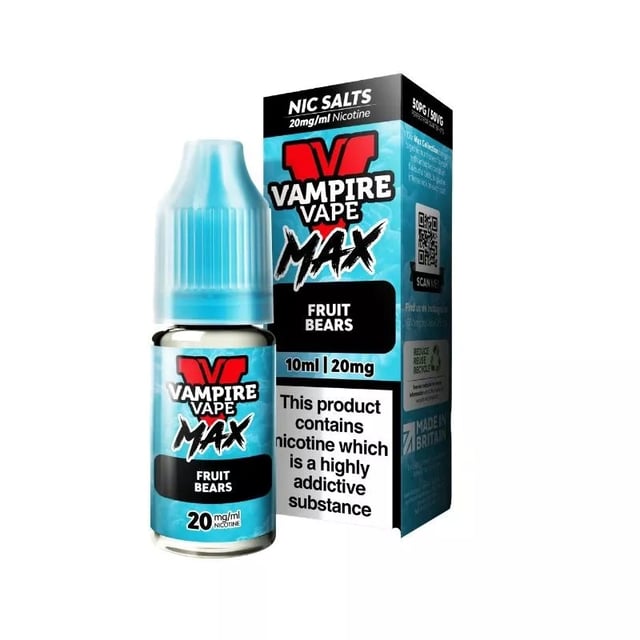 Vampire Vape MAX Fruit Bears nic salt e-liquid, 10ml bottle, 10mg and 20mg strengths