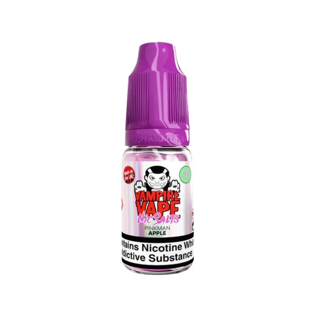 Vampire Vape Pinkman Apple nicotine salt 10ml bottle, available in 10mg and 20mg strengths