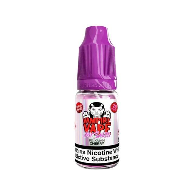 Vampire Vape Pinkman Cherry nic salt e-liquid, 10ml bottle, 50/50 VG/PG, 10mg and 20mg strengths