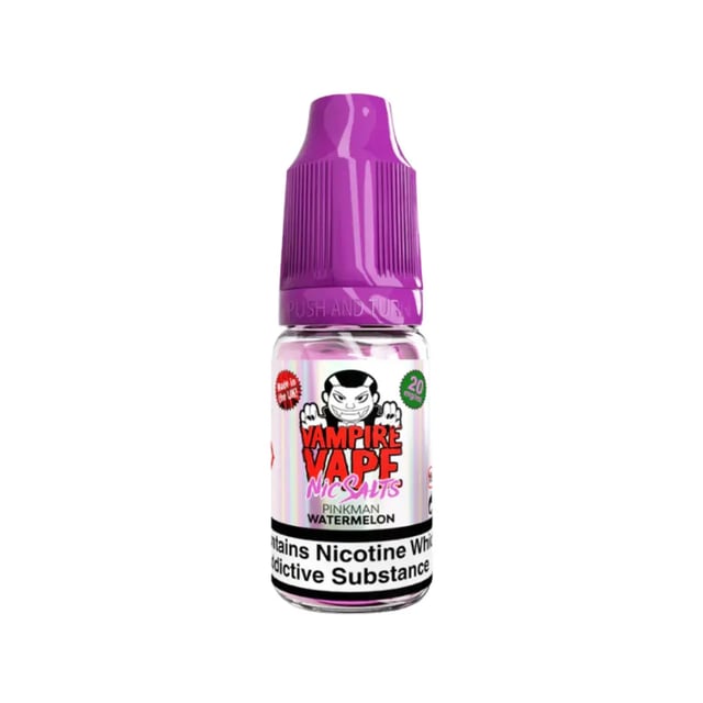 Vampire Vape Pinkman Watermelon nic salt 10ml bottle, 50/50 VG/PG, 10mg and 20mg strengths