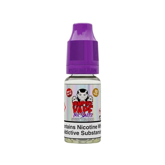 Vampire Vape Sweet Tobacco nic salt 10ml e-liquid bottle, 50/50 VG/PG, 10mg and 20mg strengths
