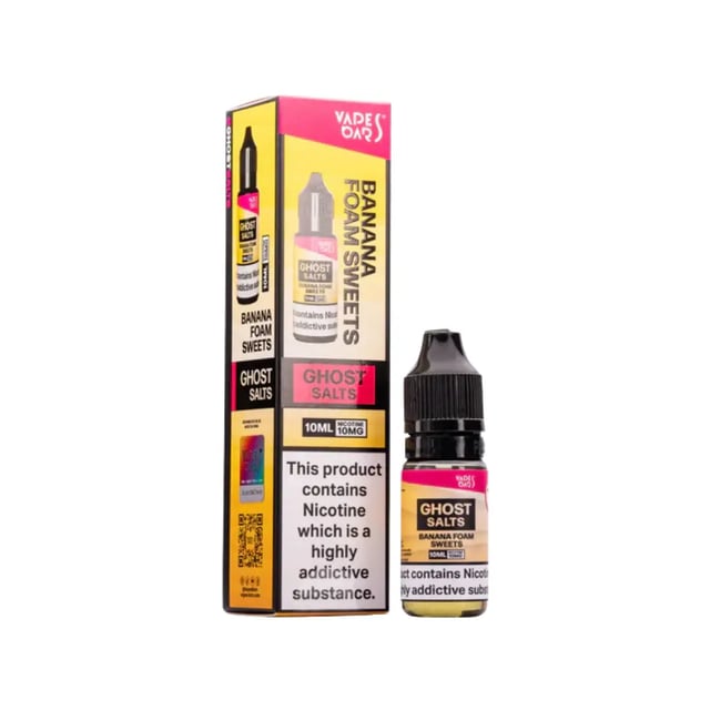 Ghost Vapes Bars Banana Foam Sweets nic salt 10ml e-liquid bottle, 10mg and 20mg strengths