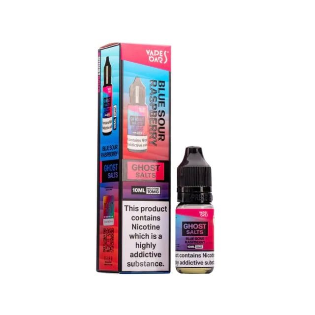 Vapes Bars Ghost Blue Sour Raspberry nic salt 10ml bottle, 50/50 VG/PG, 10mg and 20mg strengths
