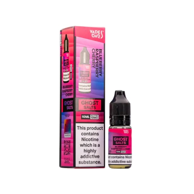 Ghost Nic Salt Blueberry Raspberry Cherry 10ml e-liquid bottle, 50/50 VG/PG, 10mg and 20mg strengths