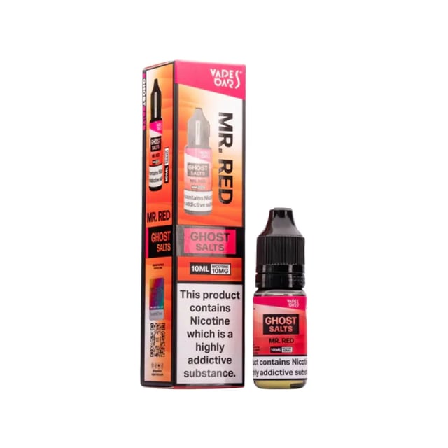Mr Red Ghost Nic Salt 10ml e-liquid bottle, 50/50 VG/PG, available in 10mg and 20mg strengths