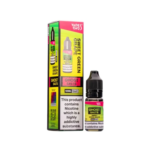 Vapes Bars Ghost Sweet Green Grape nic salt e-liquid, 10ml bottle, 10mg and 20mg strengths