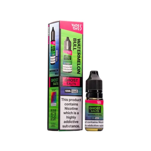 Vapes Bars Ghost Watermelon Bull nic salt e-liquid, 10ml bottle, 10mg and 20mg strengths