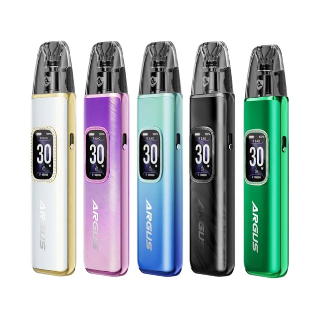 VooPoo Argus G3 30W refillable pod vape kit with top-fill Argus V2 pods and colour screen