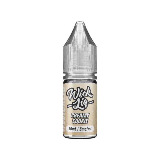 Wick Liq Creamy Cookie nic salt e-liquid, 10ml bottle, 5mg 10mg and 20mg strengths