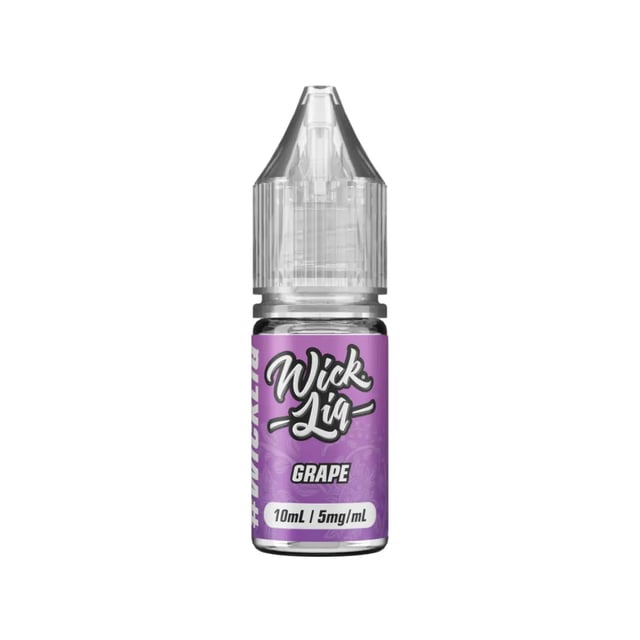 Wick Liq Grape nic salt e-liquid 10ml bottle, MTL vape juice in 5mg, 10mg and 20mg strengths