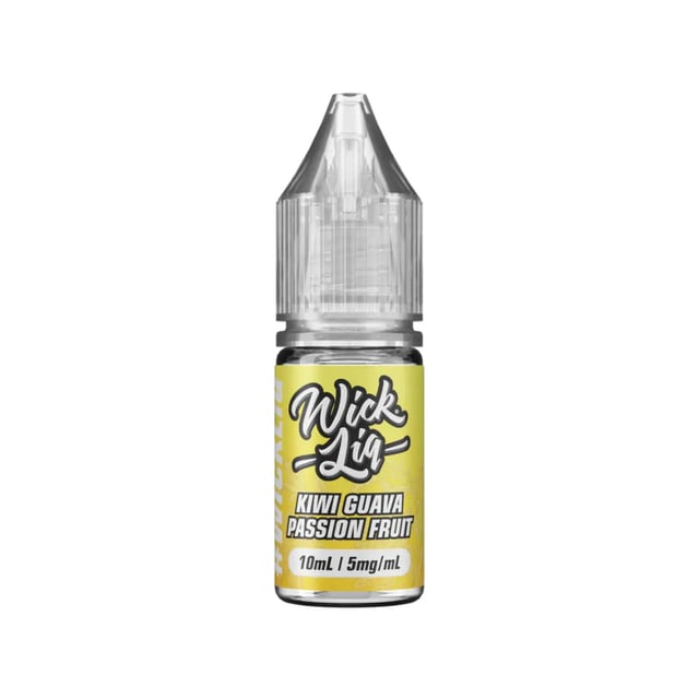 Wick Liq Kiwi Guava Passion Fruit nic salt e-liquid, 10ml bottle, available in 5mg, 10mg and 20mg strengths