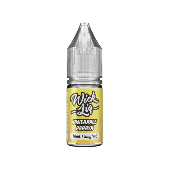 Wick Liq Pineapple Papaya nic salt e-liquid 10ml bottle, 50/50 VG/PG, available in 5mg, 10mg and 20mg