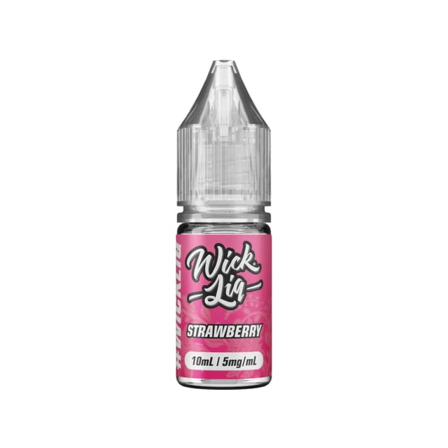 Wick Liq Strawberry nic salt e-liquid 10ml bottle, available in 5mg, 10mg and 20mg strengths