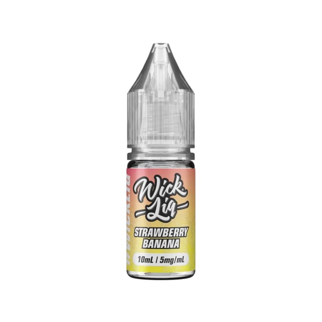 Wick Liq Strawberry Banana nic salt e-liquid, 10ml bottle, available in 5mg, 10mg and 20mg strengths
