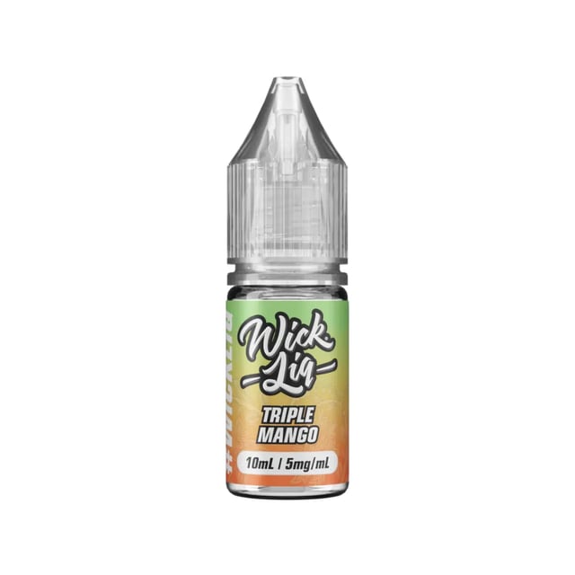 Wick Liq Triple Mango nic salt e-liquid 10ml bottle, available in 5mg, 10mg and 20mg strengths