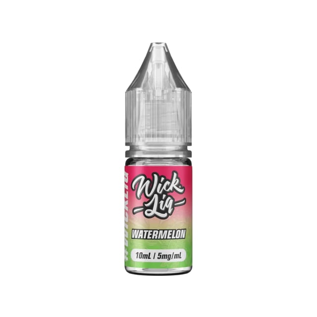 Wick Liq Watermelon nic salt e-liquid 10ml bottle, available in 5mg, 10mg and 20mg strengths