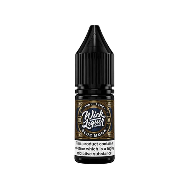 Wick Liquor Blue Moon nic salt e-liquid, 10ml bottle, blueberry raspberry slushie flavour, 10mg and 20mg strengths