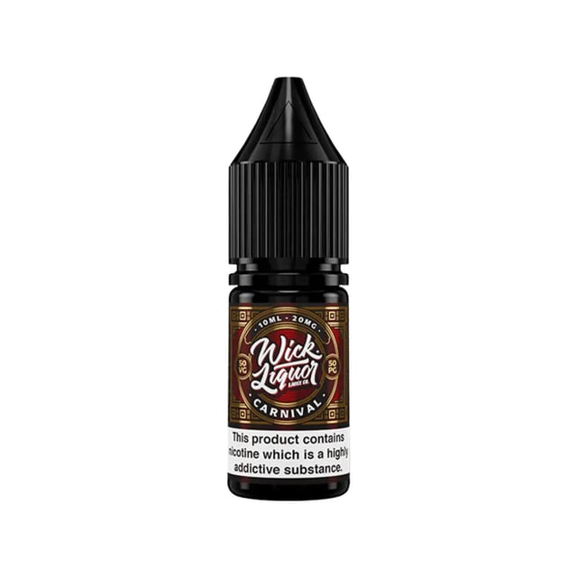 Wick Liquor Carnival nic salt e-liquid, 10ml bottle, doughnut and cake flavour, 10mg and 20mg strengths