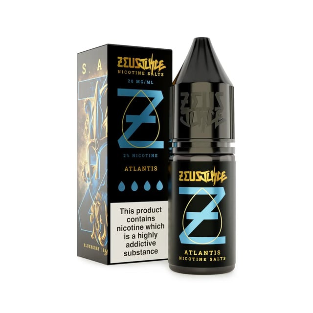 Zeus Juice Atlantis nic salt 10ml bottle, blueberry raspberry menthol e-liquid in 5mg, 10mg and 20mg strengths