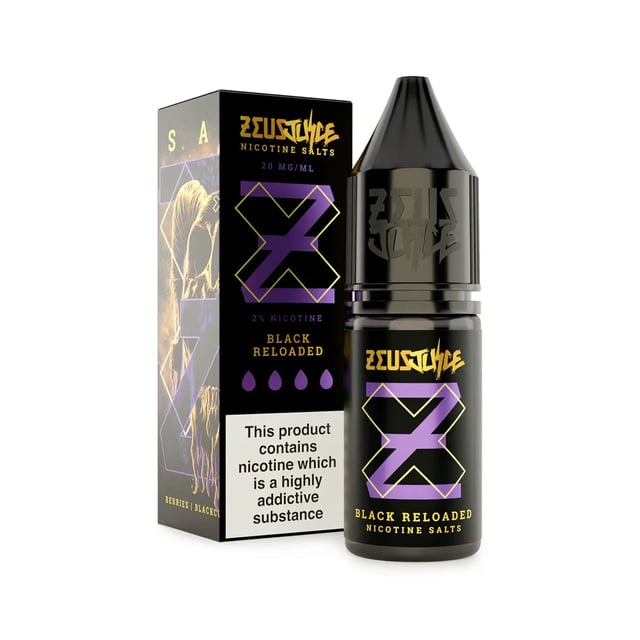 Zeus Juice Black Reloaded nic salt e-liquid, 10ml bottle, 5mg 10mg 20mg strengths