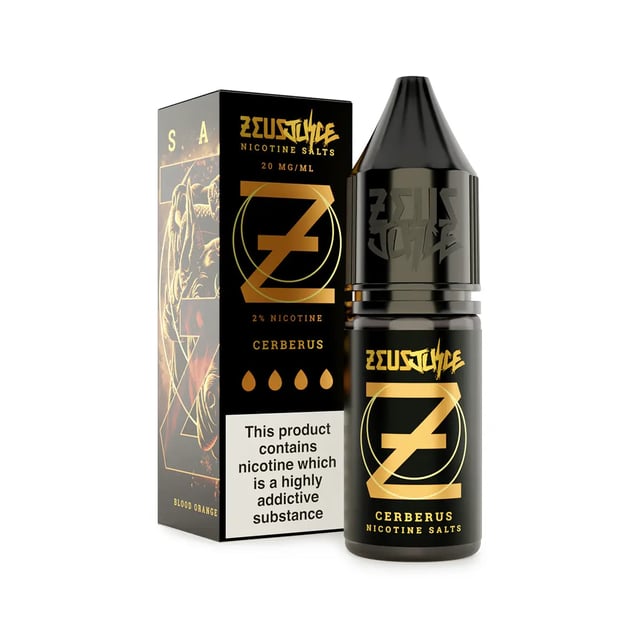 Zeus Juice Cerberus nic salt e-liquid, 10ml bottle, 10mg/20mg, blood orange peach cranberry menthol
