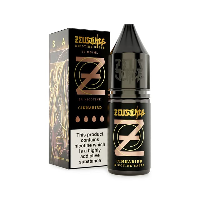 Zeus Juice Cinnabird nic salt e-liquid, 10ml bottle, blueberry scone and cinnamon flavour, 10mg and 20mg strengths