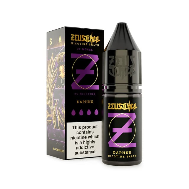Zeus Juice Daphne nic salt 10ml bottle, blackberry cheesecake e-liquid in 10mg and 20mg strengths