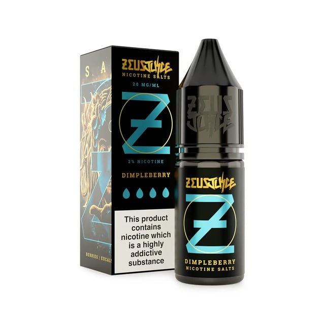 Zeus Juice Dimpleberry 10ml nic salt e-liquid bottle, 50/50 VG/PG, 5mg 10mg 20mg strengths