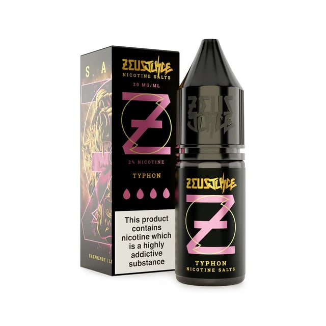Zeus Juice Typhon Nic Salt 10ml bottle, raspberry lemon cookie flavour, 10mg and 20mg strengths