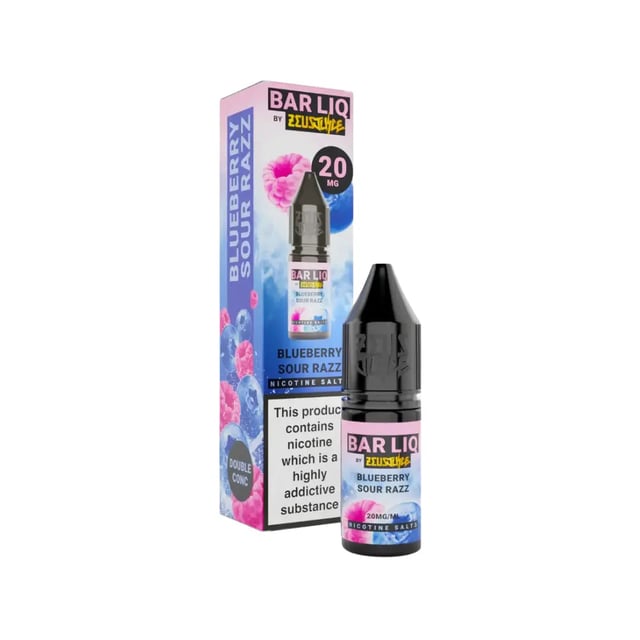 Zeus Juice Bar Liq Blueberry Sour Razz nic salt e-liquid, 10ml bottle, 5mg 10mg 20mg strengths