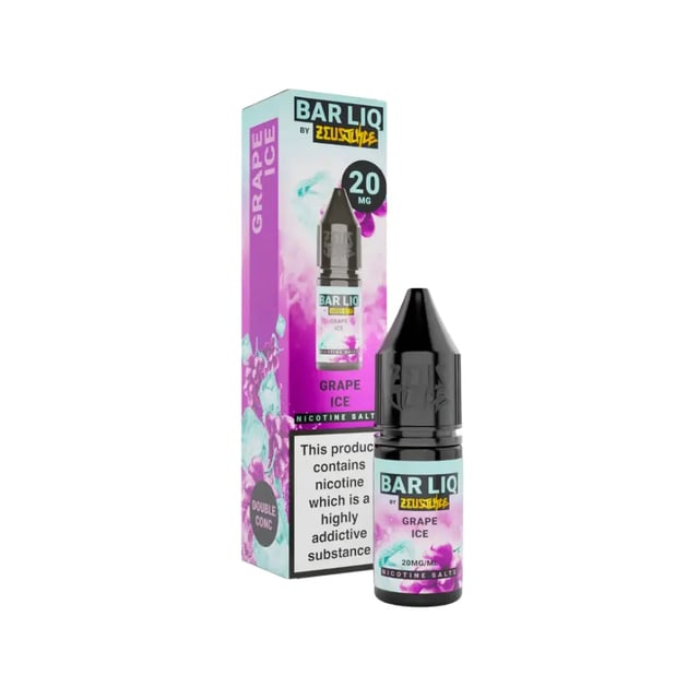 Zeus Juice Bar Liq Grape Ice nic salt 10ml bottle, available in 5mg, 10mg and 20mg strengths