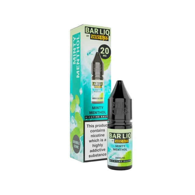 Zeus Juice Bar Liq Minty Menthol nic salt 10ml bottle, 50/50 VG/PG, 5mg 10mg 20mg strengths