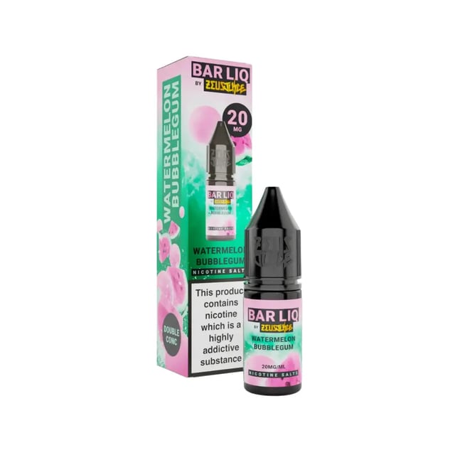 Zeus Juice Bar Liq Watermelon Bubblegum nic salt 10ml bottle, 50/50 VG/PG, 5mg 10mg 20mg strengths