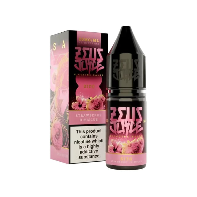 Zeus Juice Sito nic salt 10ml bottle, strawberry and hibiscus flavour, 10mg and 20mg strengths