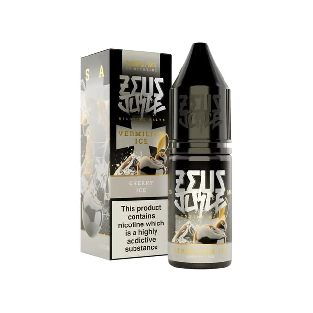 Zeus Juice Vermilion Ice nic salt e-liquid, 10ml bottle, cherry menthol ice flavour, 10mg and 20mg strengths